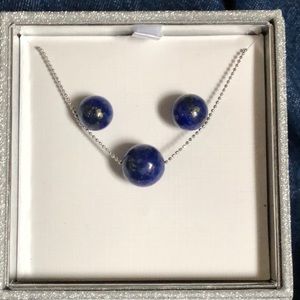 NIB LAPIS LAZULI EARRINGS & NECKLACE SET